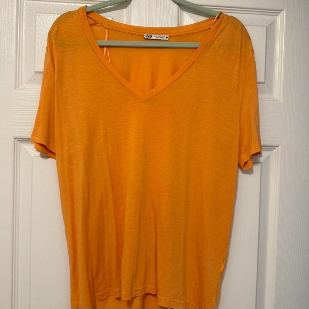 Zara Vibrant Orange V-Neck Women’s Top